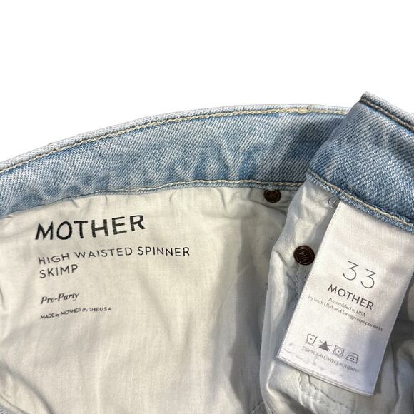 Mother NEW High Waisted Spinner Skimp Wide Straight Leg Jean Light Blue Wash 33 - Picture 12 of 16